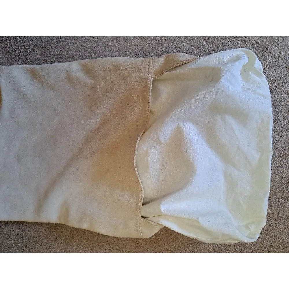 Tweeds Large Ivory Suede Leather Hobo Shoulder‎ Tote Bag Purse Vtg Cotton Lined
